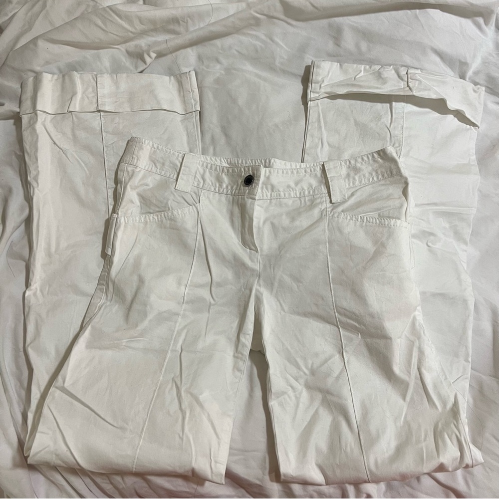 vintage wide leg flared white y2k pants